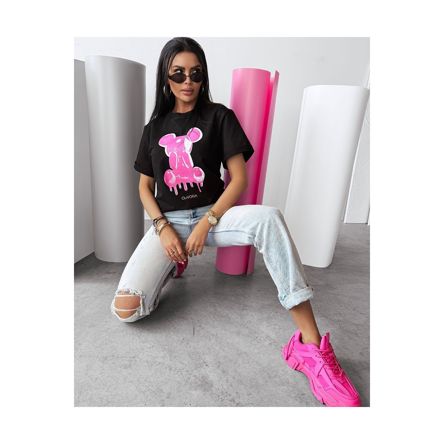 T-shirt damski OLAVOGA GO ON 2025 czerń - FashionPlace - 3
