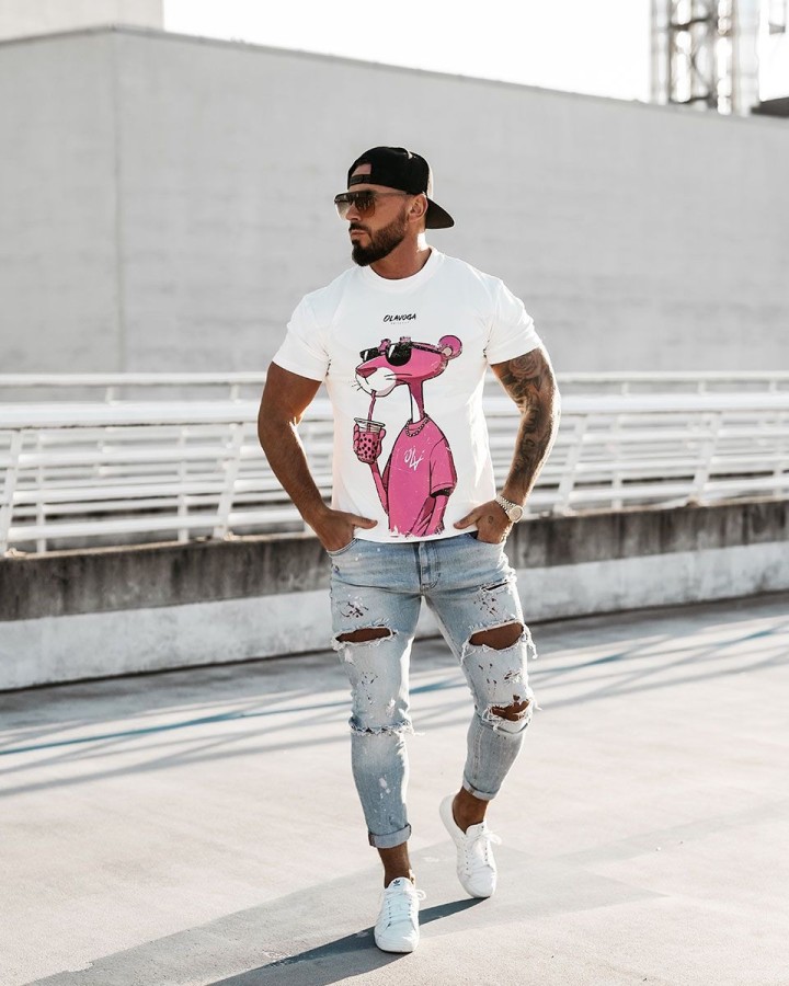 T-shirt męski OLAVOGA HILL 2025 ecru - FashionPlace - 1