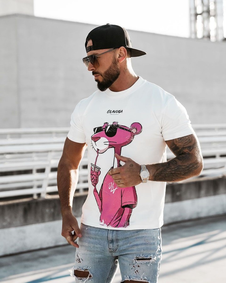 T-shirt męski OLAVOGA HILL 2025 ecru - FashionPlace - 2