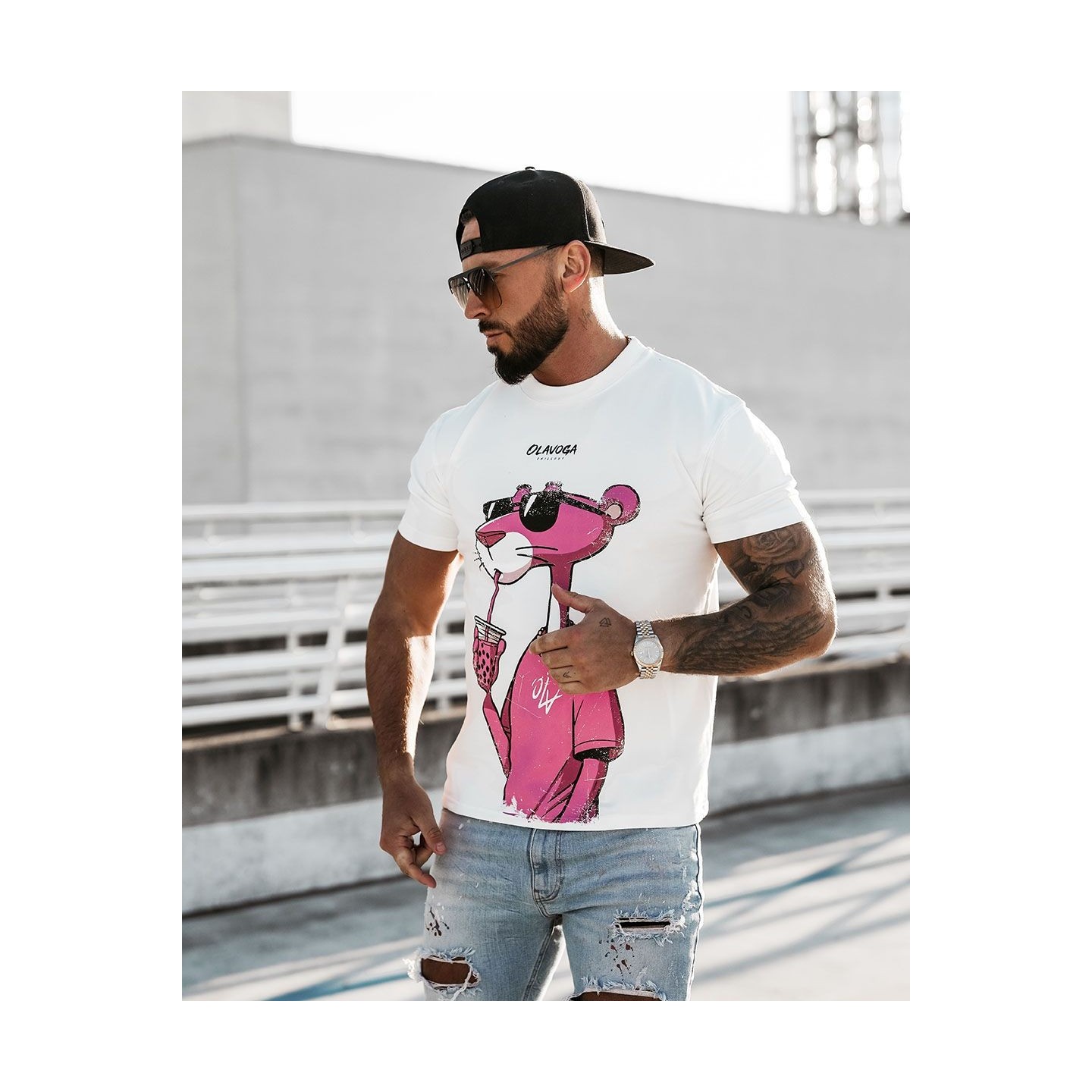 T-shirt męski OLAVOGA HILL 2025 ecru - FashionPlace - 2