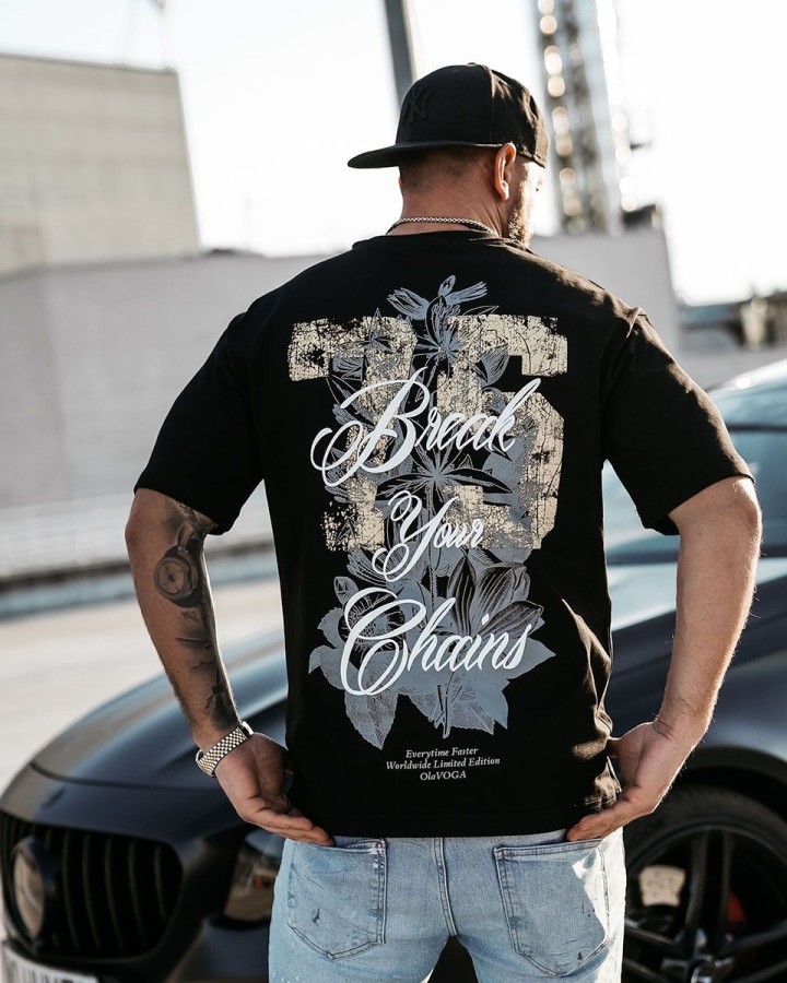 T-shirt męski OLAVOGA GREAK 2025 czerń - FashionPlace - 1