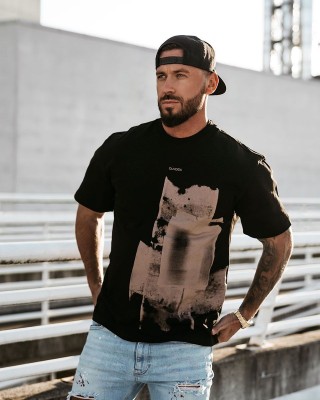 T-shirt męski OLAVOGA VERNICE 2025 czerń - FashionPlace - 1