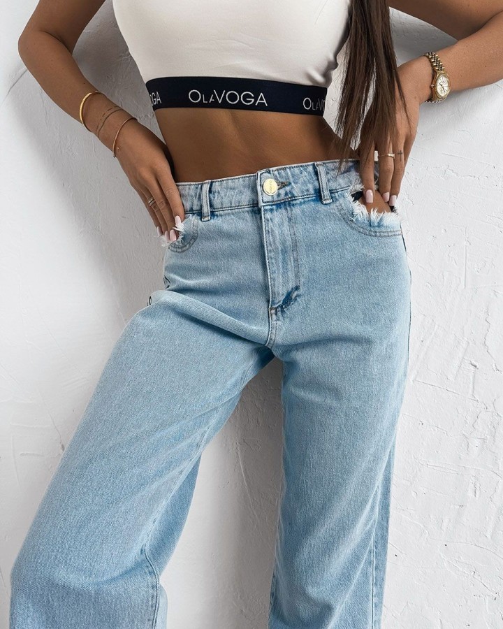 Spodnie jeansowe damskie OLAVOGA LEOIA 2025 niebieski - FashionPlace - 3