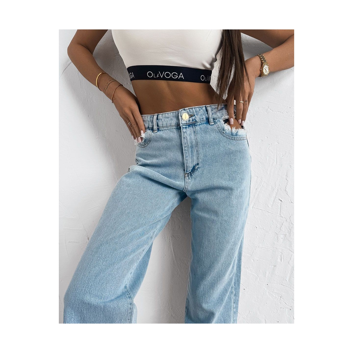 Spodnie jeansowe damskie OLAVOGA LEOIA 2025 niebieski - FashionPlace - 3