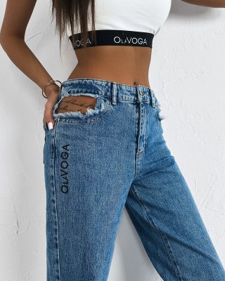 Spodnie jeansowe damskie OLAVOGA LEOIA 2025 ciemny niebieski - FashionPlace - 1