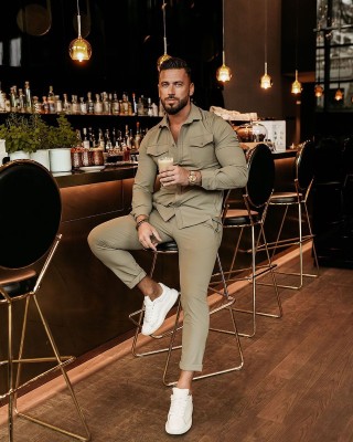 Komplet męski OLAVOGA STARLING 2025 beż - FashionPlace - 1