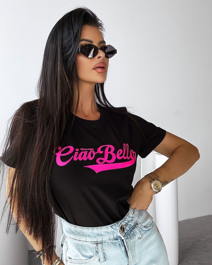 T-shirt damski OLAVOGA LINDO 2025 czerń - FashionPlace - 2