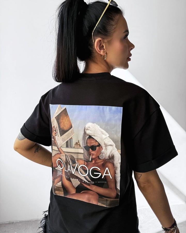 T-shirt damski OLAVOGA INVIS 2025 czerń - FashionPlace - 1