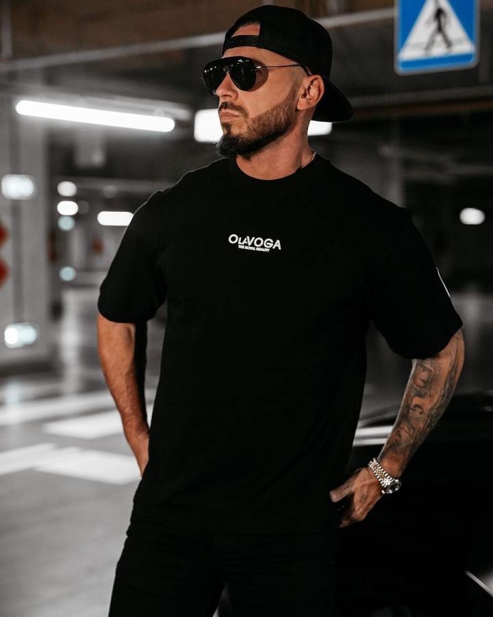 T-shirt męski OLAVOGA CONELI 2025 czerń - FashionPlace - 1
