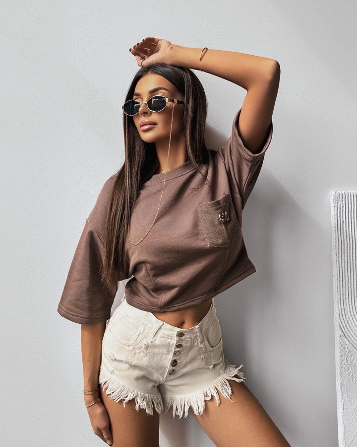 Bluzka damska OLAVOGA LITION 2025 kakao - FashionPlace - 1