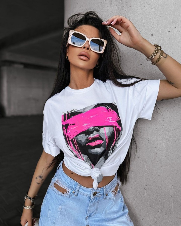 T-shirt damski OLAVOGA TENTE 2025 biały - FashionPlace - 1