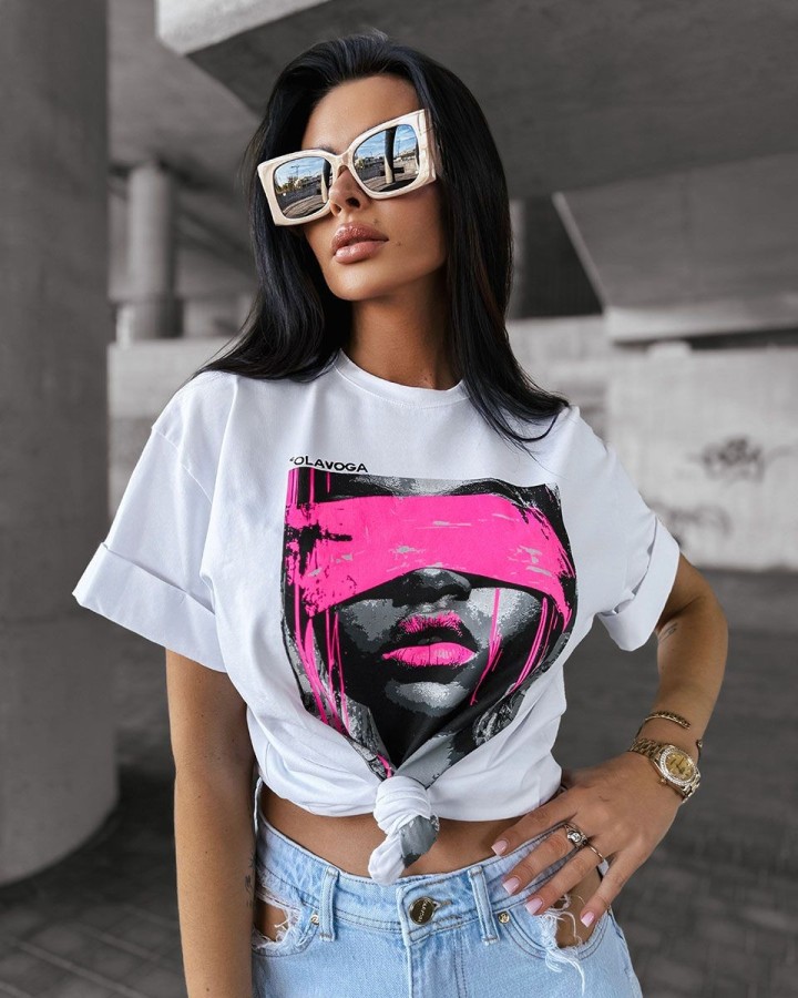 T-shirt damski OLAVOGA TENTE 2025 biały - FashionPlace - 2