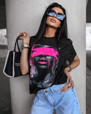 T-shirt damski OLAVOGA TENTE 2025 czerń - FashionPlace - 1