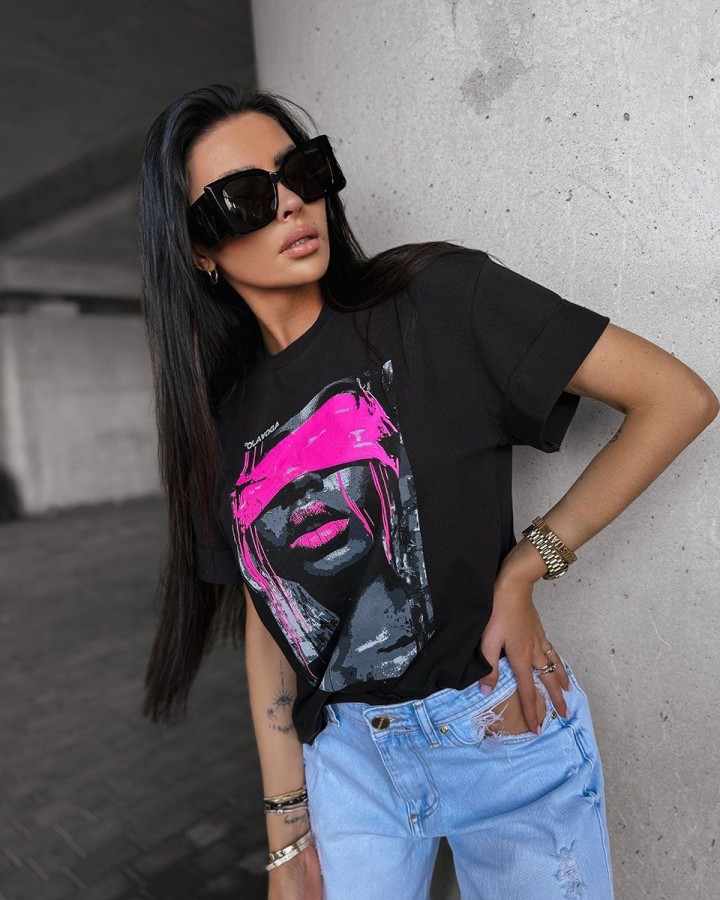 T-shirt damski OLAVOGA TENTE 2025 czerń - FashionPlace - 2