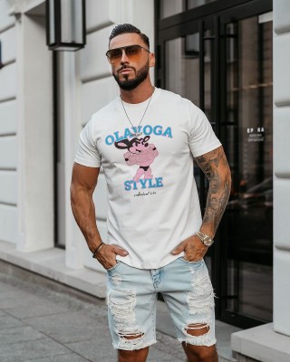 T-shirt męski OLAVOGA COMPRE 2025 ecru - FashionPlace - 1