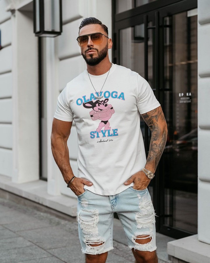 T-shirt męski OLAVOGA COMPRE 2025 ecru - FashionPlace - 1