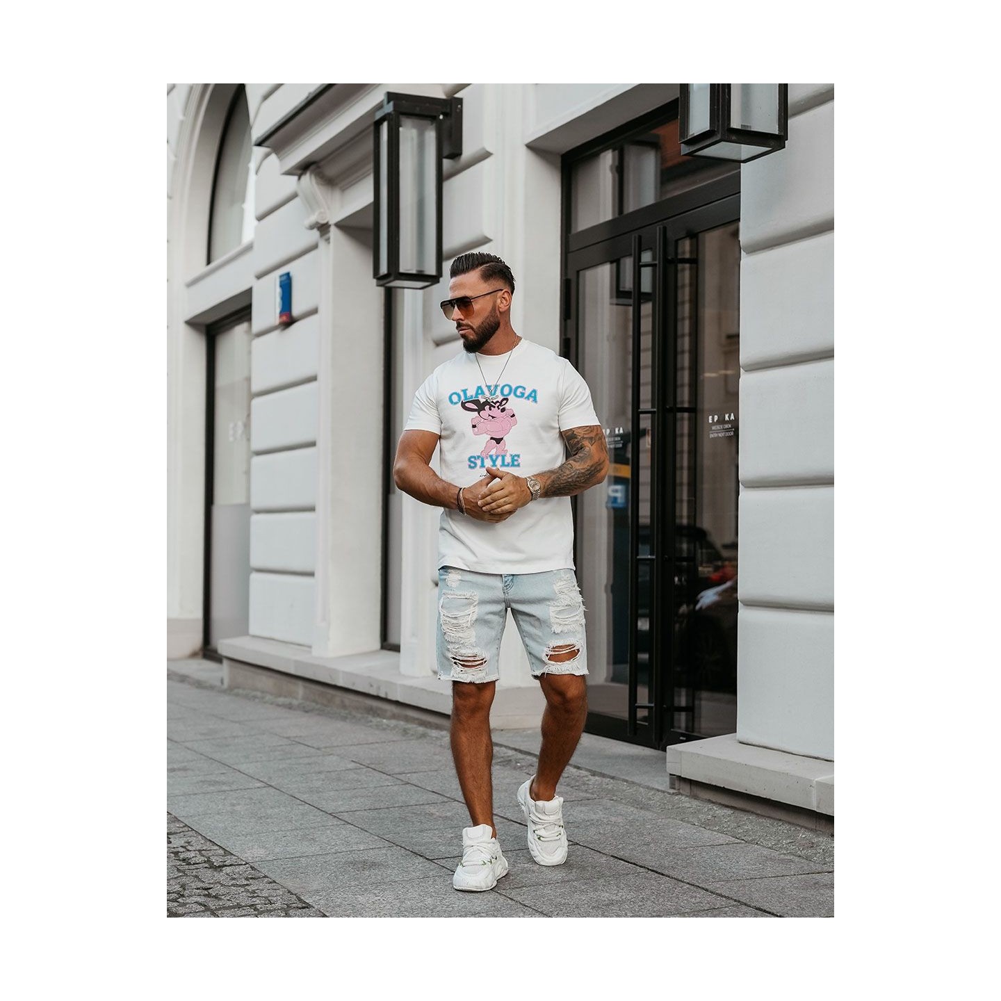 T-shirt męski OLAVOGA COMPRE 2025 ecru - FashionPlace - 3