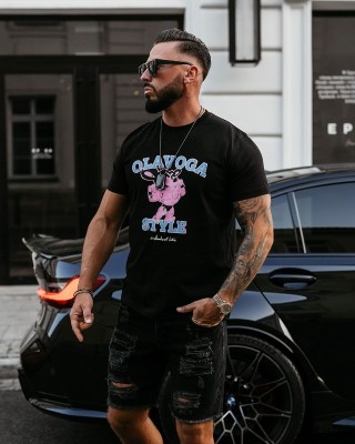 T-shirt męski OLAVOGA COMPRE 2025 czerń - FashionPlace - 1