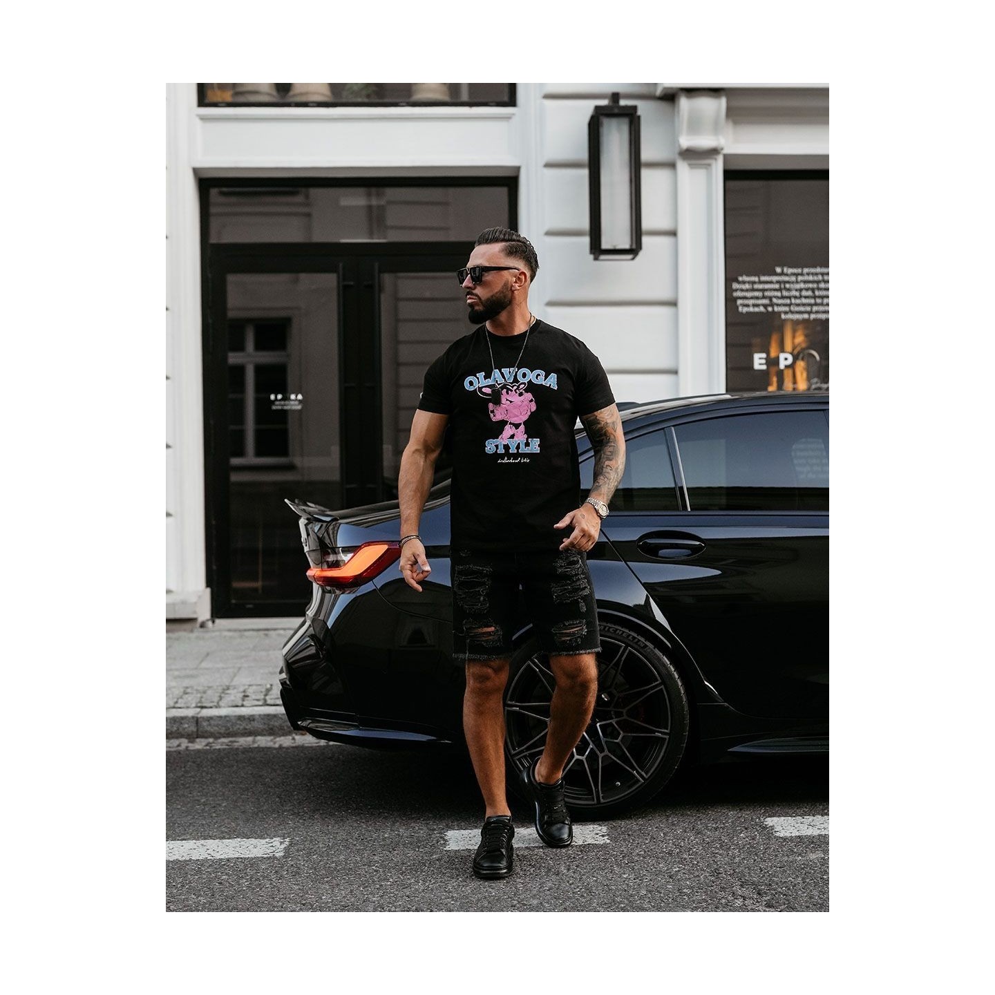 T-shirt męski OLAVOGA COMPRE 2025 czerń - FashionPlace - 2