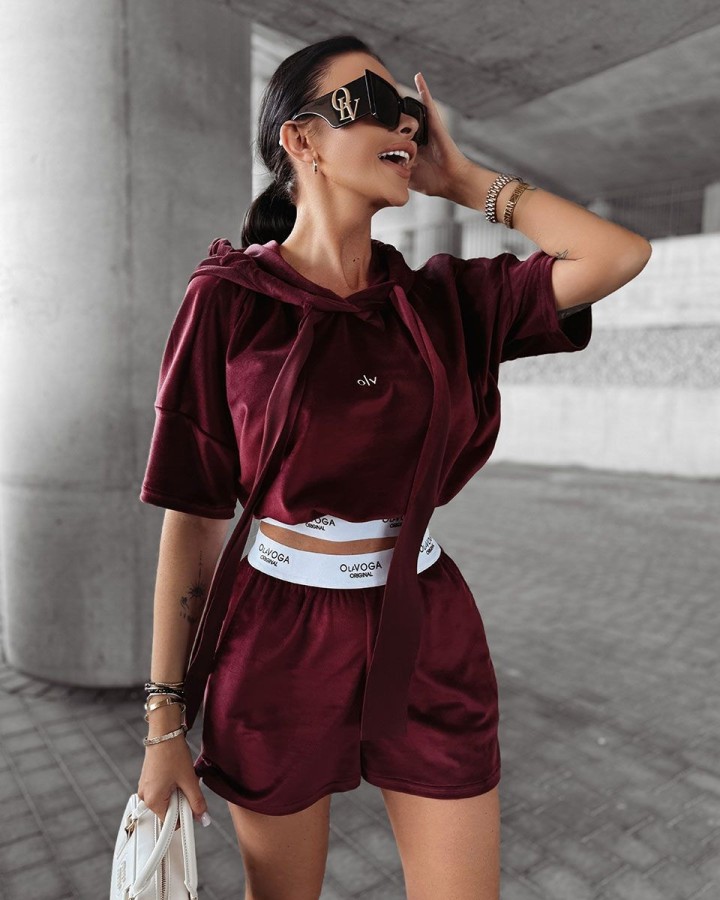 Komplet damski OLAVOGA SIBE 2025 bordo - FashionPlace - 1