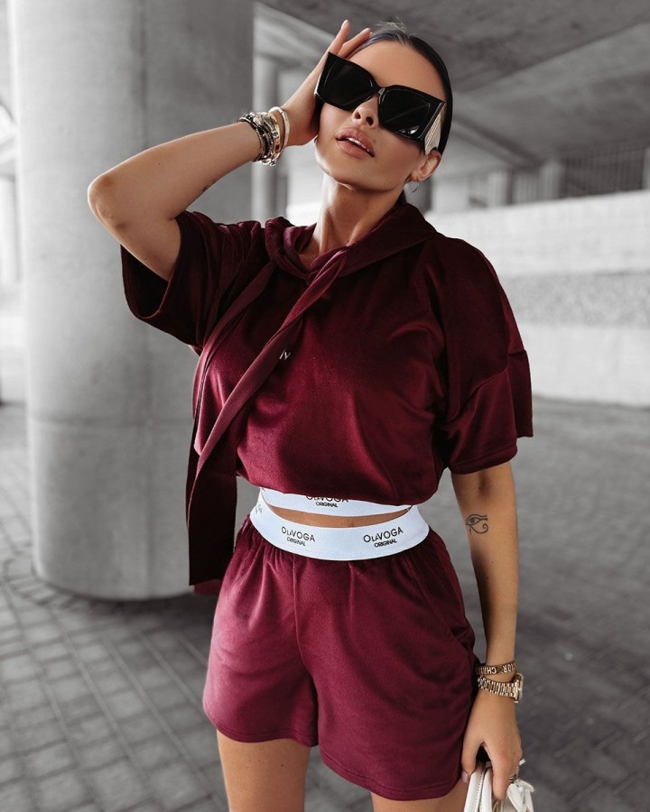 Komplet damski OLAVOGA SIBE 2025 bordo - FashionPlace - 2