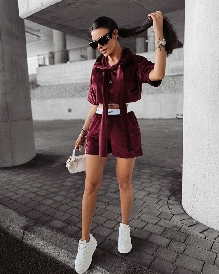 Komplet damski OLAVOGA SIBE 2025 bordo - FashionPlace - 3