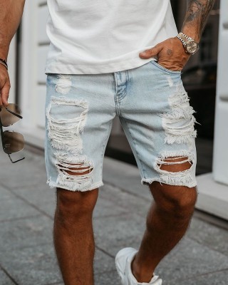 Spodenki jeansowe męskie OLAVOGA TRUEFIT 2025 jasny jeans - FashionPlace - 1
