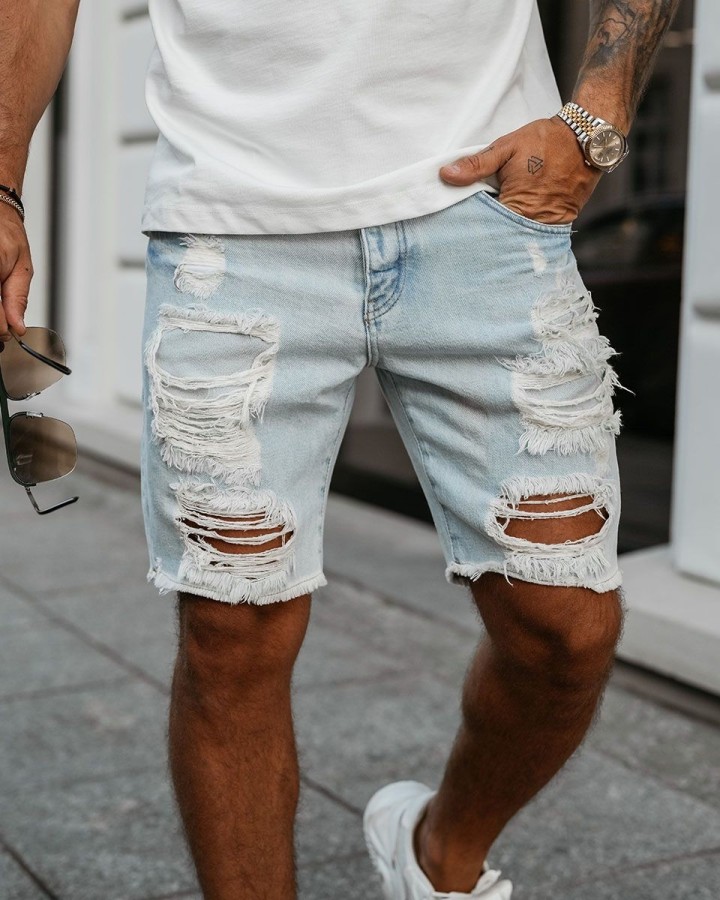 Spodenki jeansowe męskie OLAVOGA TRUEFIT 2025 jasny jeans - FashionPlace - 1