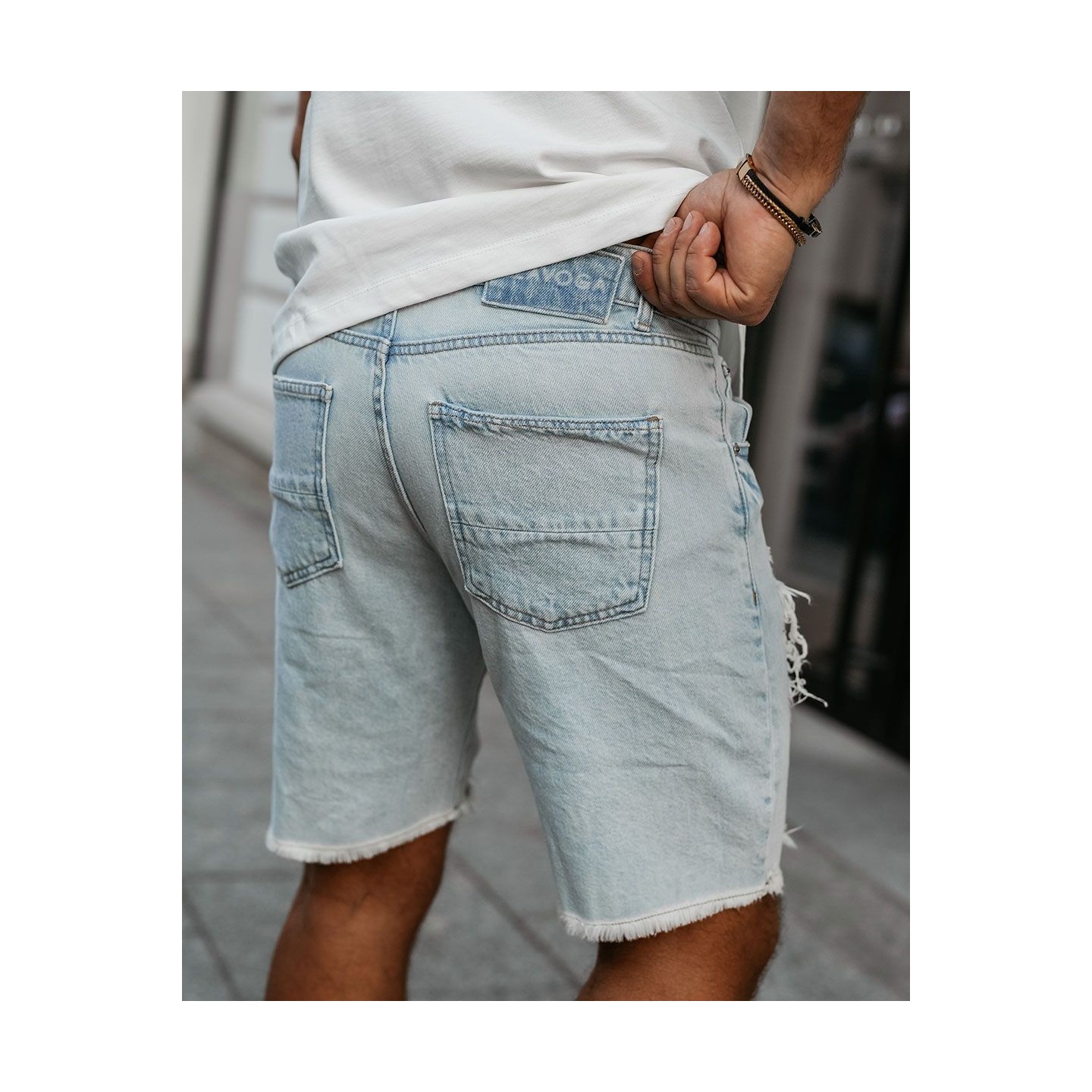 Spodenki jeansowe męskie OLAVOGA TRUEFIT 2025 jasny jeans - FashionPlace - 3