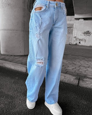 Spodnie jeansowe damskie OLAVOGA REING 2025 jasny niebieski - FashionPlace - 1