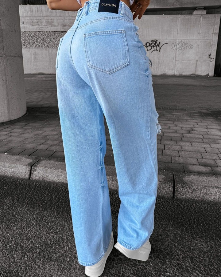 Spodnie jeansowe damskie OLAVOGA REING 2025 jasny niebieski - FashionPlace - 2