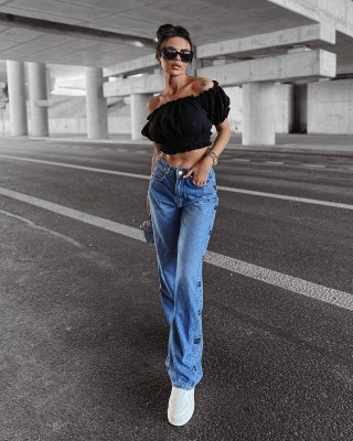 Spodnie jeansowe damskie OLAVOGA ELIOKIE 2025 ciemny niebieski - FashionPlace - 1
