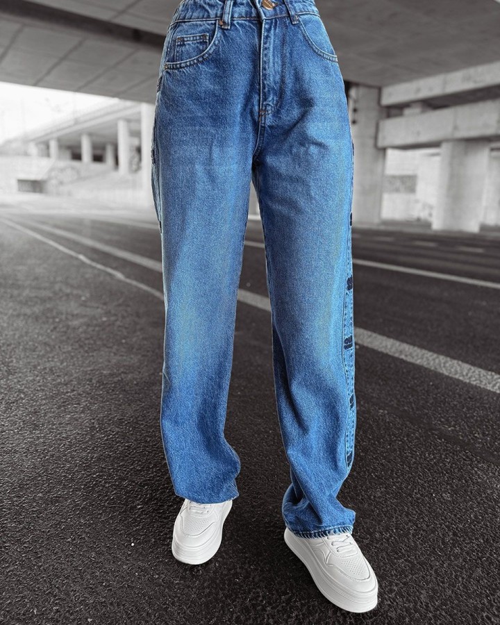 Spodnie jeansowe damskie OLAVOGA ELIOKIE 2025 ciemny niebieski - FashionPlace - 2