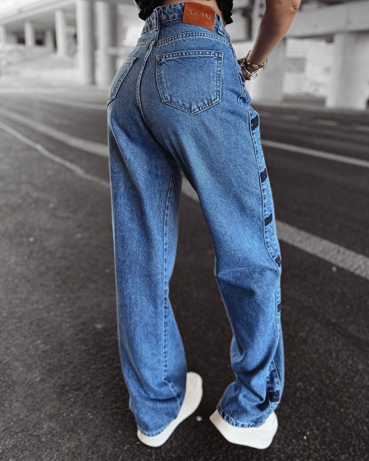 Spodnie jeansowe damskie OLAVOGA ELIOKIE 2025 ciemny niebieski - FashionPlace - 3