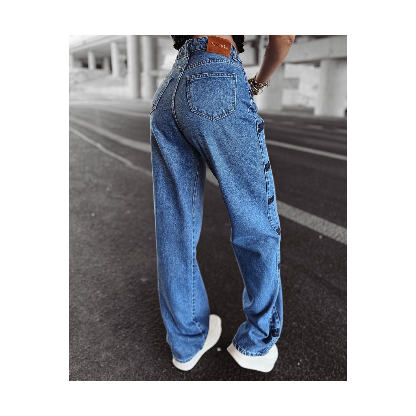 Spodnie jeansowe damskie OLAVOGA ELIOKIE 2025 ciemny niebieski - FashionPlace - 3