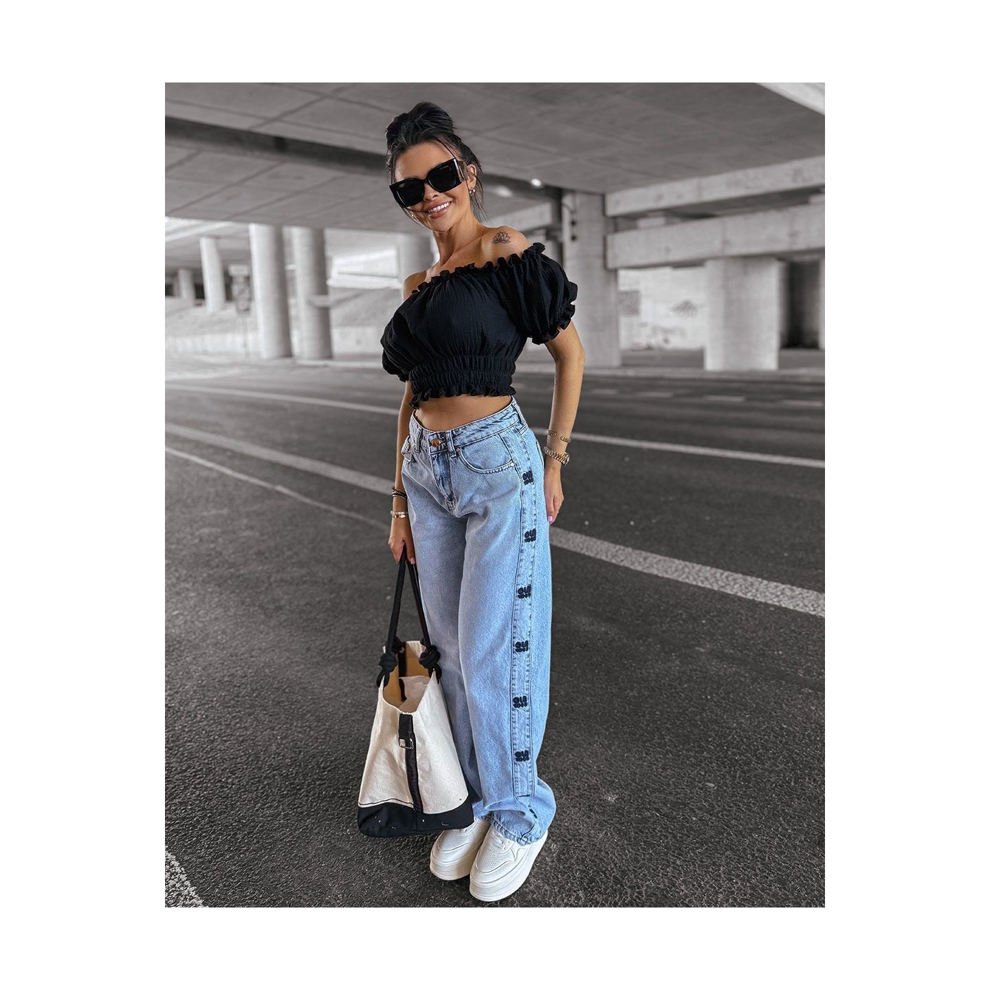Spodnie jeansowe damskie OLAVOGA ELIOKIE 2025 jasny niebieski - FashionPlace - 4