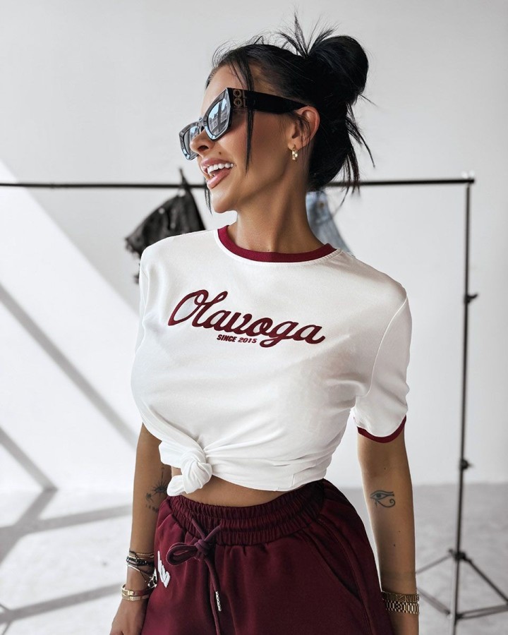 T-shirt damski OLAVOGA AVEN 2025 ecru - FashionPlace - 3