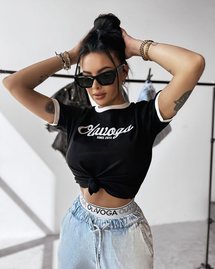 T-shirt damski OLAVOGA AVEN 2025 czerń - FashionPlace - 2