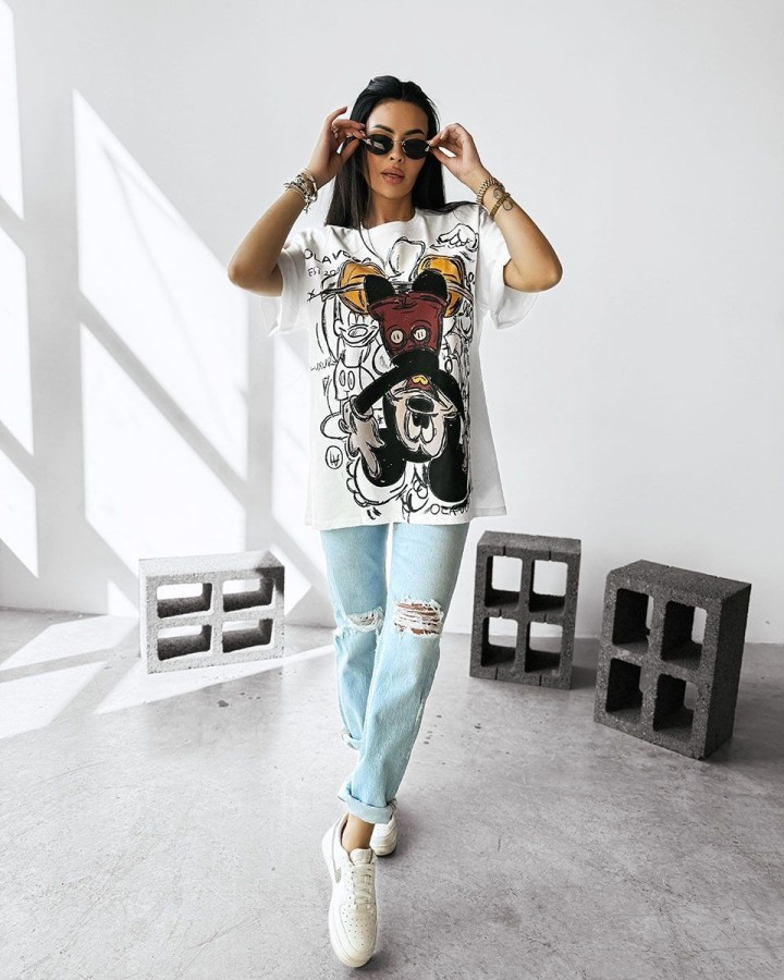 T-shirt damski OLAVOGA RUST 2025 ecru - FashionPlace - 1