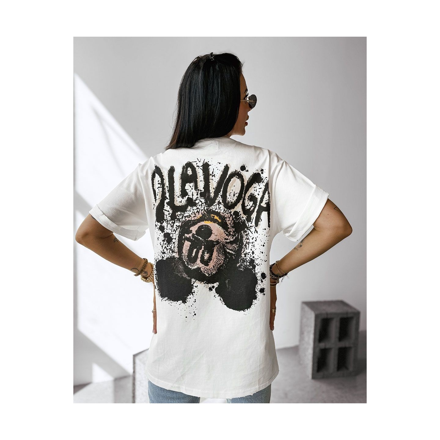 T-shirt damski OLAVOGA RUST 2025 ecru - FashionPlace - 3