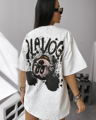 T-shirt damski OLAVOGA RUST 2025 szary - FashionPlace - 1