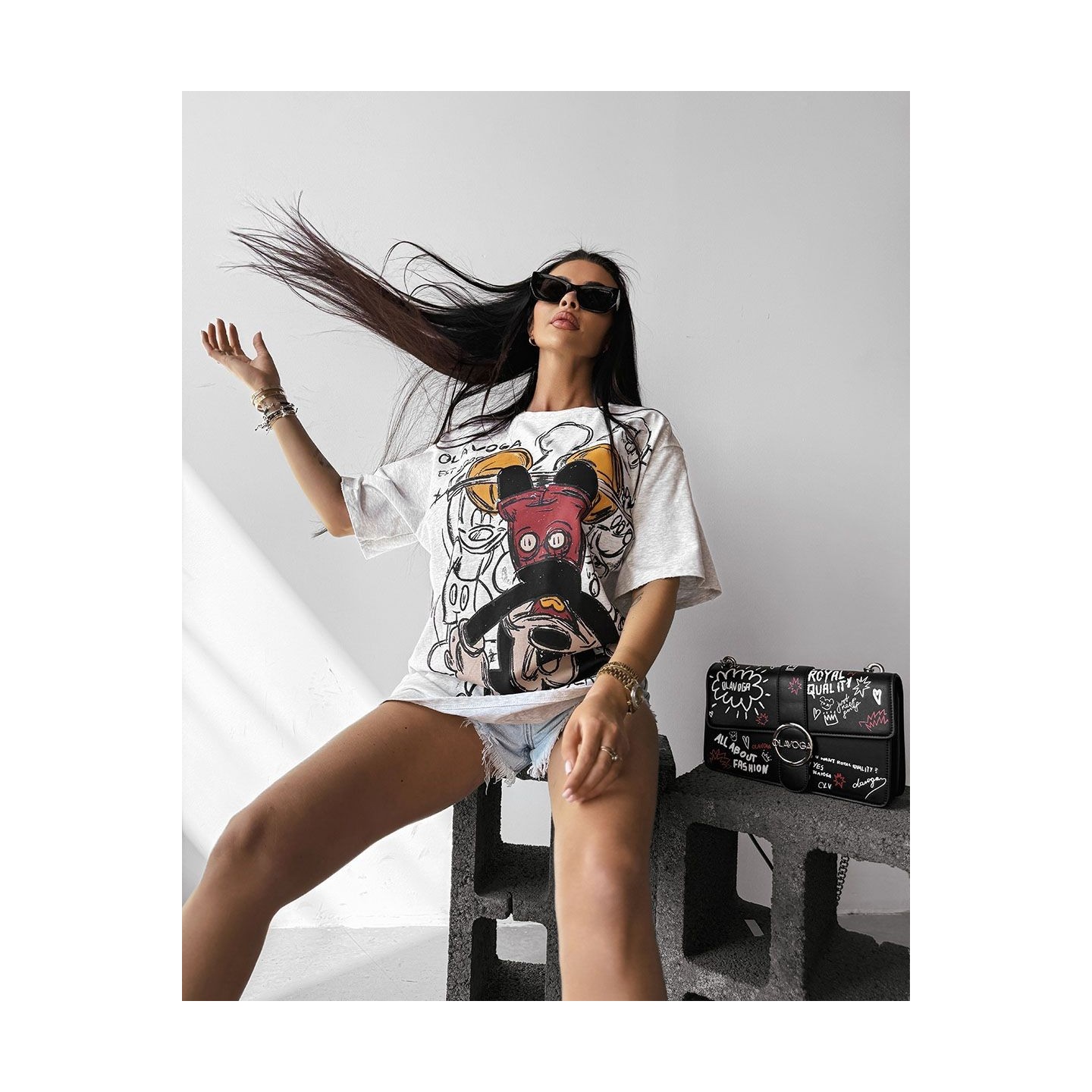 T-shirt damski OLAVOGA RUST 2025 szary - FashionPlace - 3