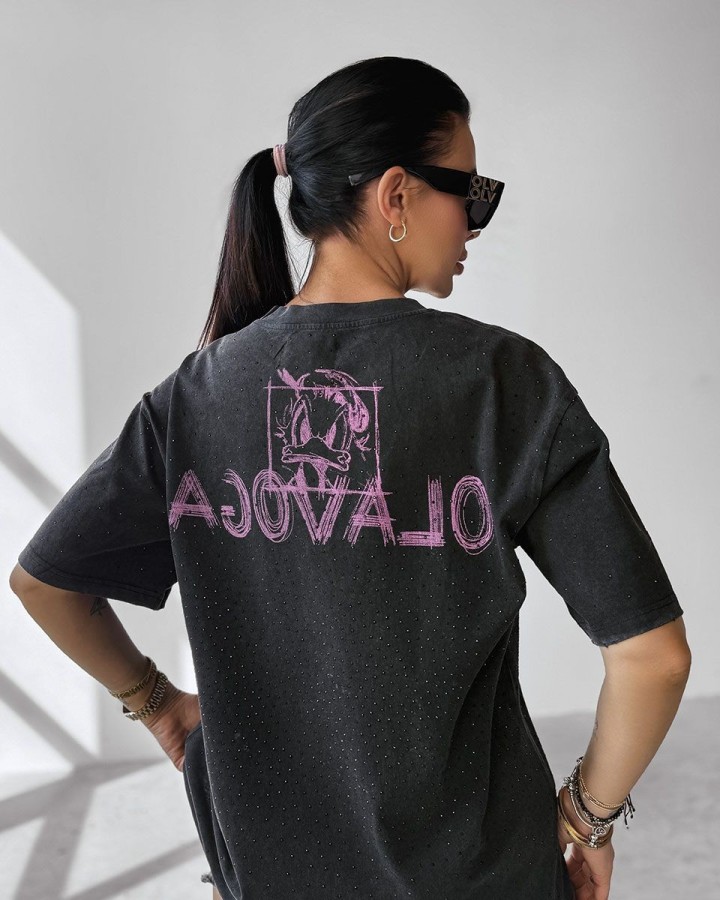 T-shirt damski OLAVOGA MARA 2025 czerń - FashionPlace - 3