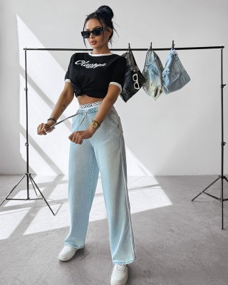 Spodnie jeansowe damskie OLAVOGA MIAGE 2025 niebieskie - FashionPlace - 1
