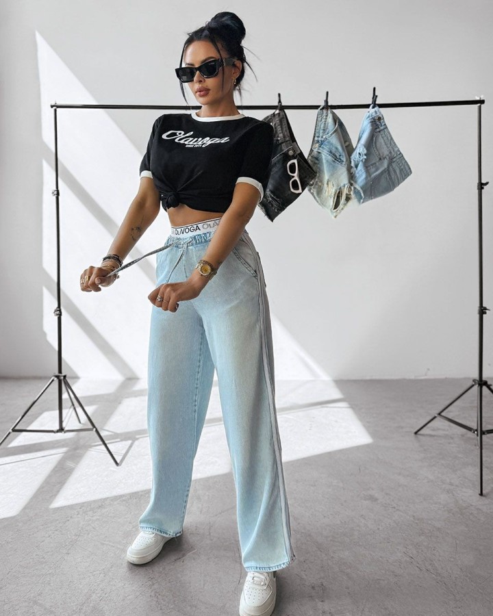 Spodnie jeansowe damskie OLAVOGA MIAGE 2025 niebieskie - FashionPlace - 1