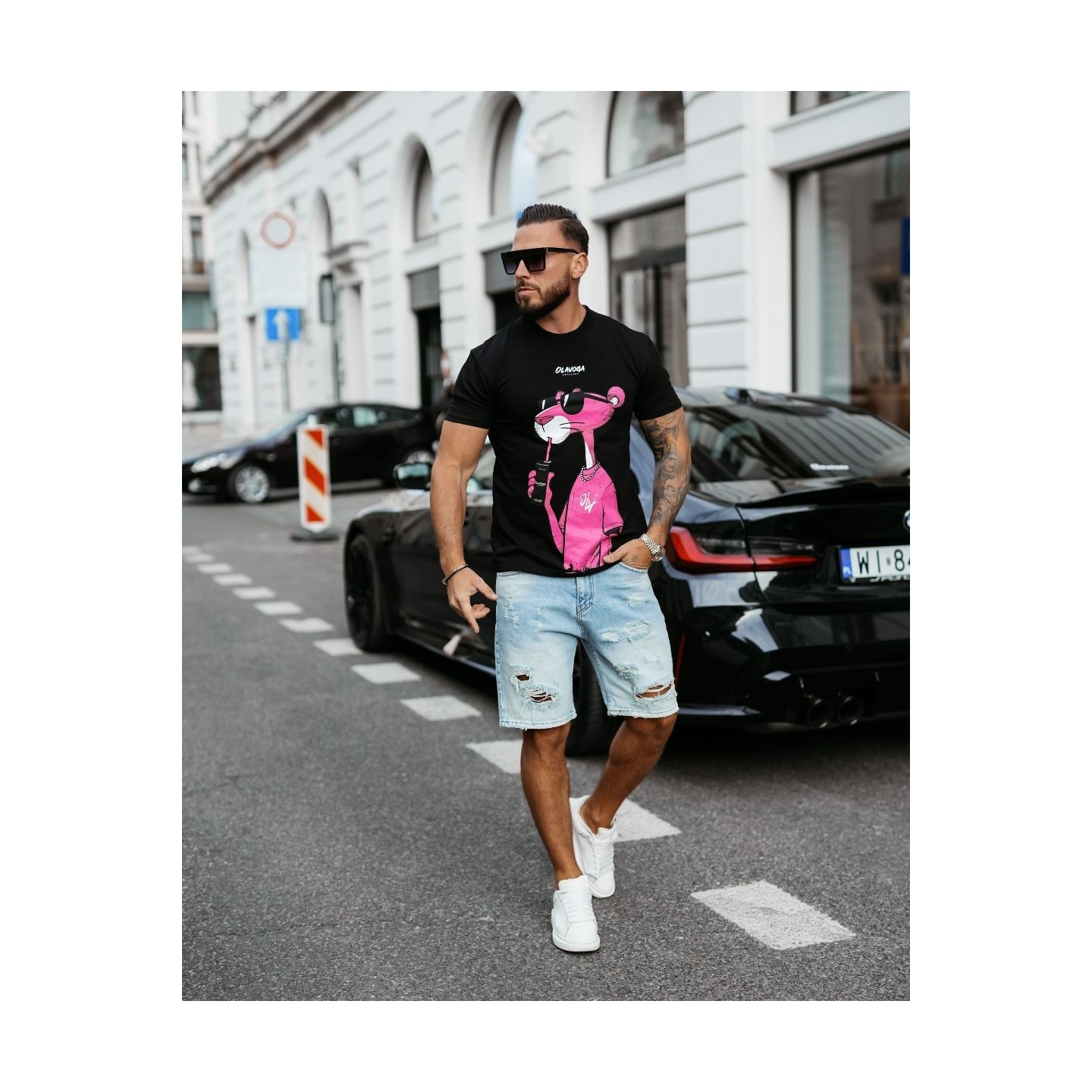 T-shirt męski OLAVOGA HILLER 2025 czerń - FashionPlace - 2