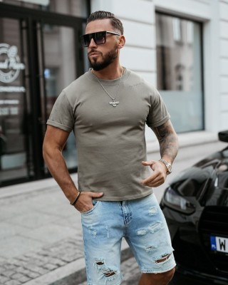 T-shirt męski OLAVOGA SHADOW LUXE 2025 khaki - FashionPlace - 1