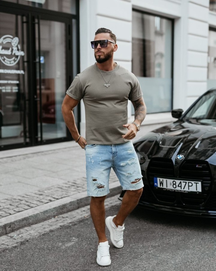 T-shirt męski OLAVOGA SHADOW LUXE 2025 khaki - FashionPlace - 2