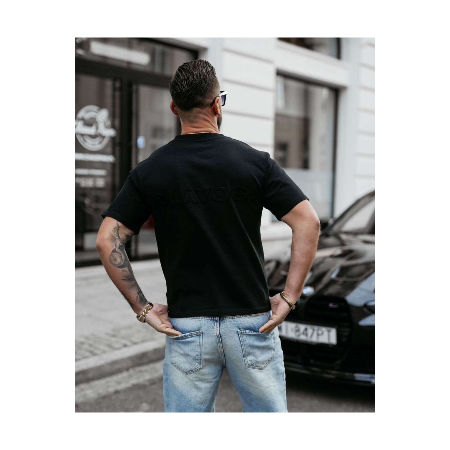T-shirt męski OLAVOGA SHADOW LUXE 2025 czerń - FashionPlace - 2