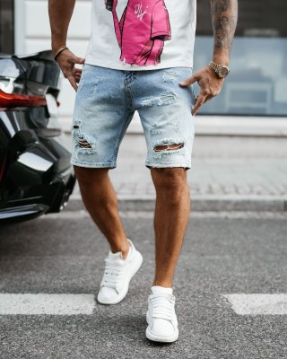Spodenki jeansowe męskie OLAVOGA DRIFT 2025 niebieskie - FashionPlace - 1
